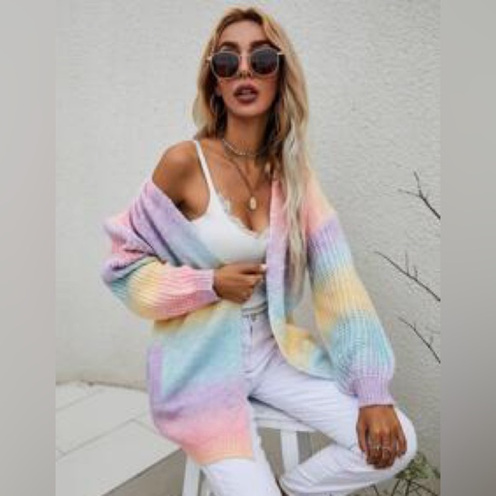 5/$25🤍SHEIN Rainbow Long Cardigan